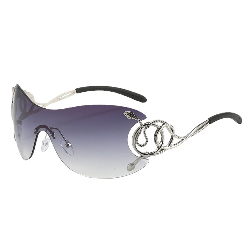 Wholesale Large Frame Y2K Frameless PC Sunglasses